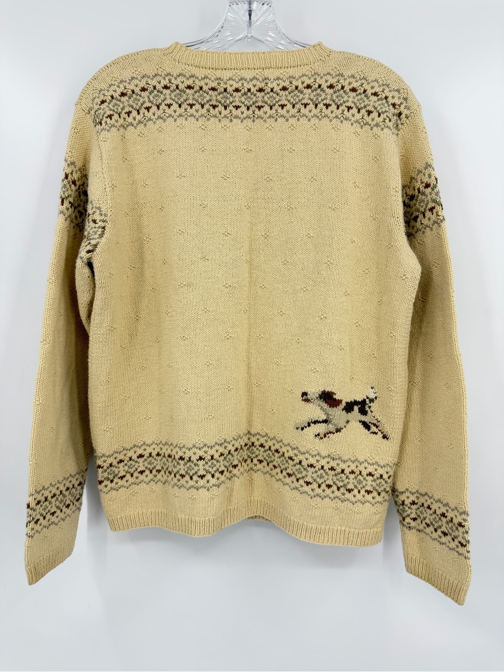 Lauren Ralph Lauren Hand Knit Equestrian Fox Hunt Sweater Cotton Linen Size L - Picture 6 of 11